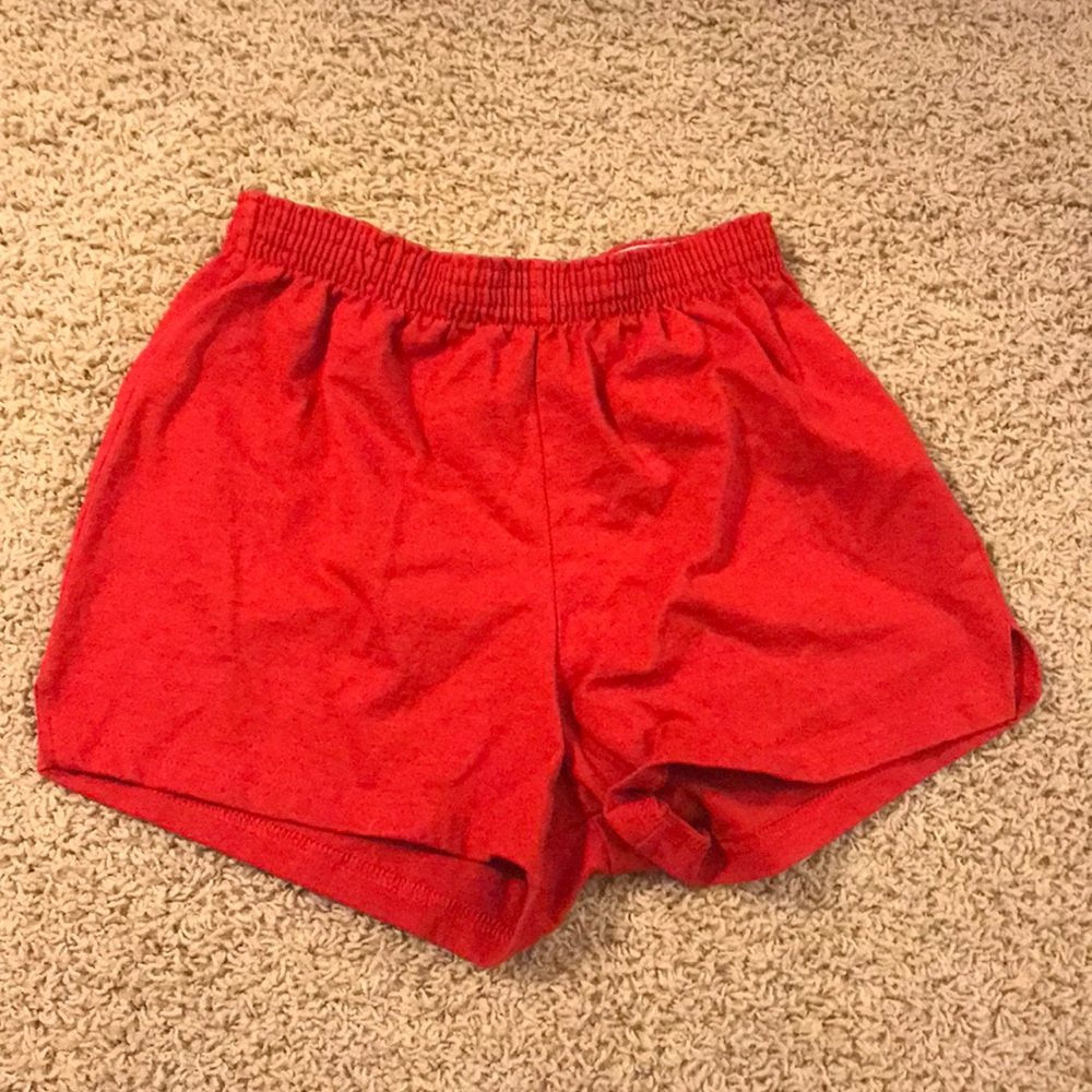 red soffe shorts. size m